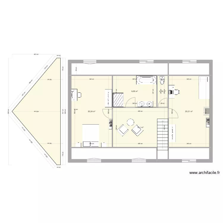 trugalle 2023 Etage Projet 2 chambres 6ml avec pan coupe sans velux. Plan de trugalle 2023 Etage Projet 2 chambres 6ml avec pan coupe sans velux. Plan de