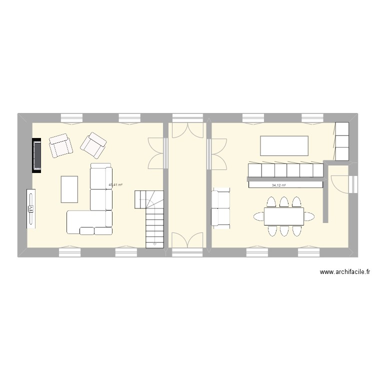 vauch. Plan de 2 pièces et 80 m2