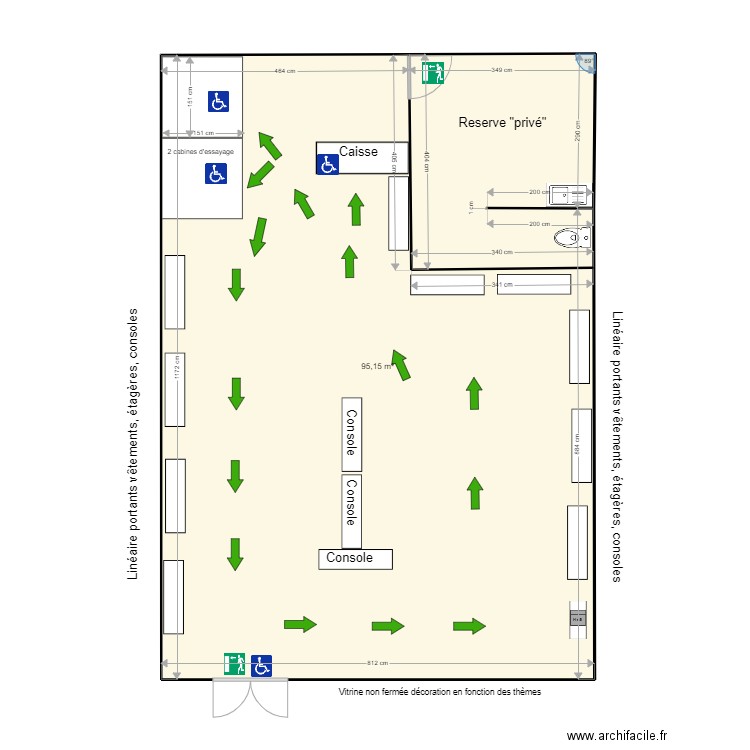 Plan de circulation MAG. Plan de 1 pièce et 95 m2