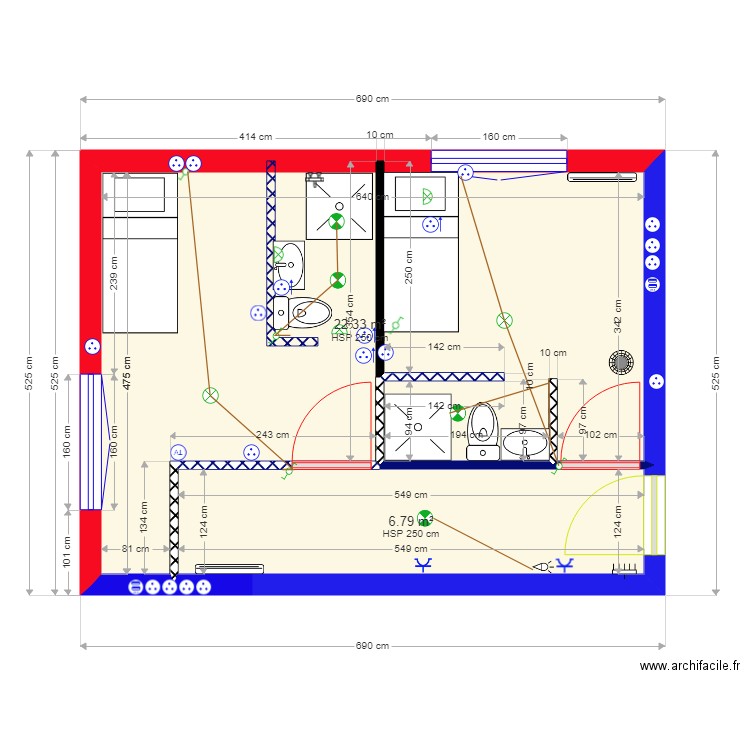 PIECE 1 CH 1 et 2 VARIANTE 1. Plan de 0 pièce et 0 m2