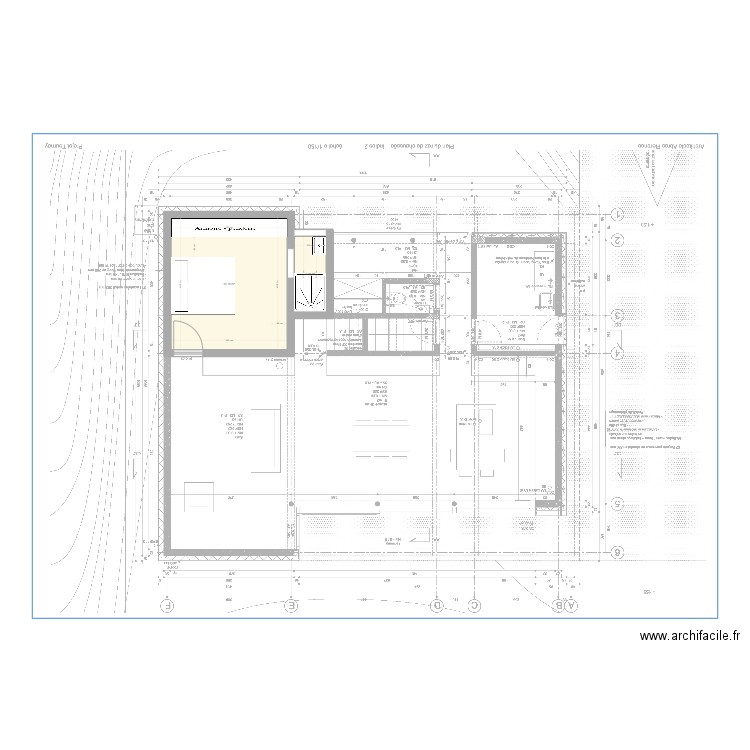 Bureau chambre. Plan de 2 pièces et 17 m2