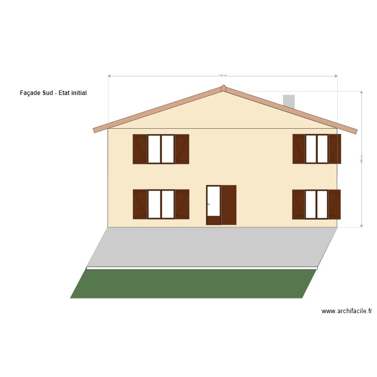 façade sud. Plan de 0 pièce et 0 m2