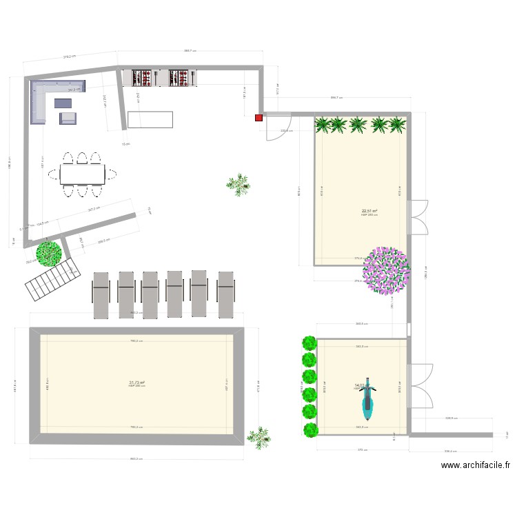 Pontos extérieur 2. Plan de 3 pièces et 68 m2