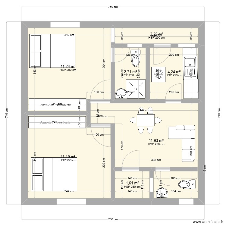 MY HOUSE. Plan de 7 pièces et 45 m2