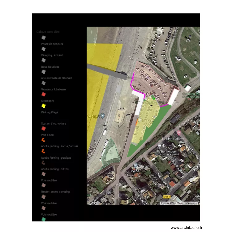 Triathlon Ault 2023 : Equipements parc de transition. Plan de 