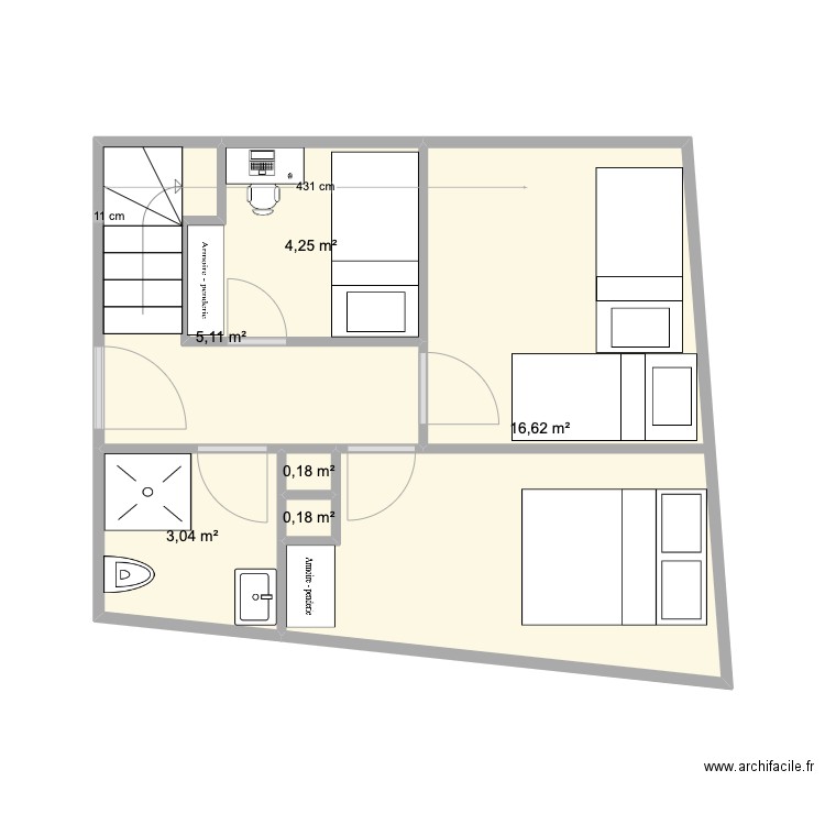 groix etage2. Plan de 6 pièces et 29 m2