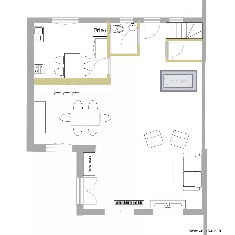 Salon projet. Plan de 