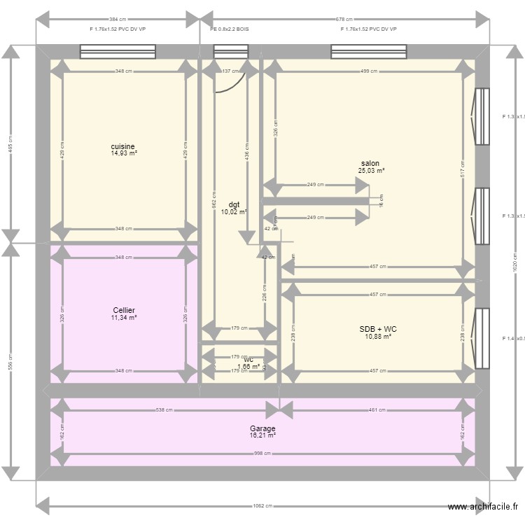 Lero . Plan de 16 pièces et 164 m2