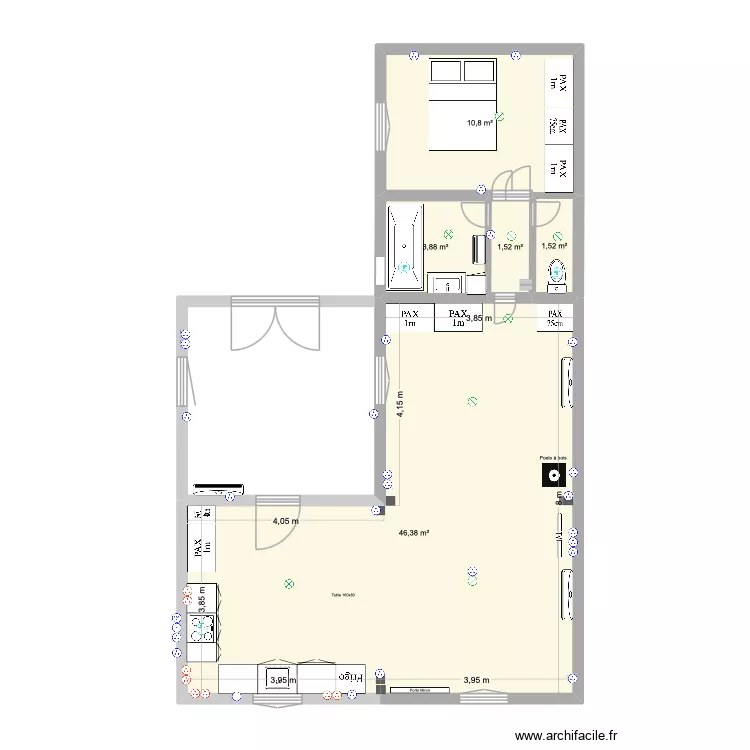 Maison Verte. Plan de 5  et 64 m²
