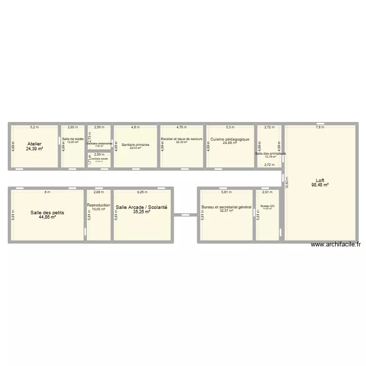 Plan 1er &eacute;tage maison des Association. Plan de 14 pièces et 372 m²