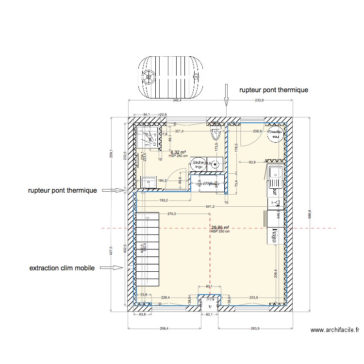 studio . Plan de 0 pièce et 0 m2