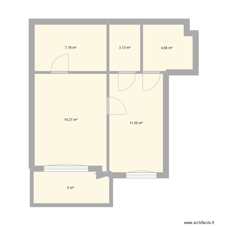 auriol2. Plan de 6 pièces et 46 m2