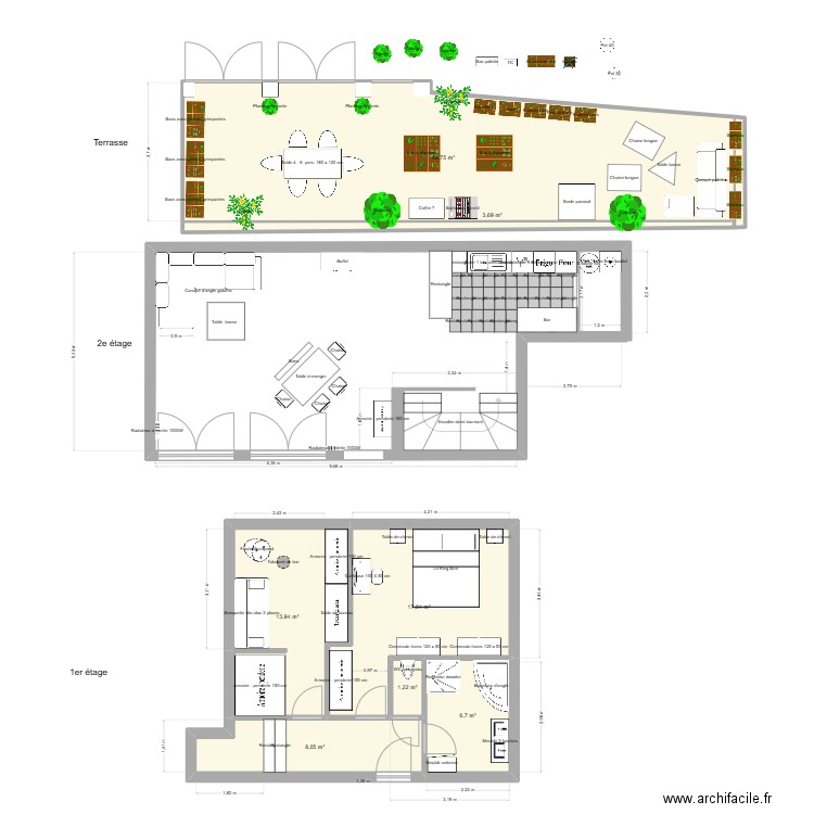 10 passage Rivière Terrasse. Plan de 7 pièces et 100 m2