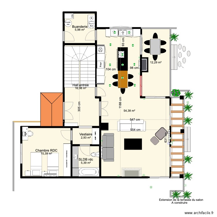 Goldra Maison Cuisine. Plan de 7 pièces et 113 m2