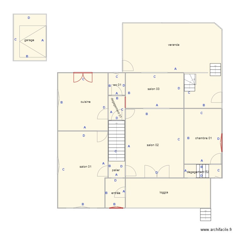 touchard 1021 rdc PB. Plan de 13 pièces et 159 m2