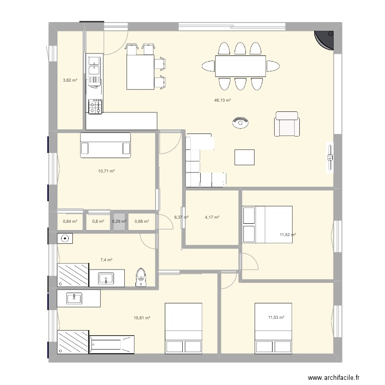 salle de bain cellier. Plan de 13 pièces et 119 m2