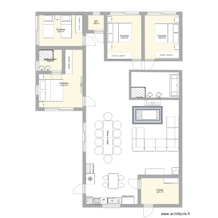 PLAN LANDIVISIAU. Plan de 7 pièces et 55 m2