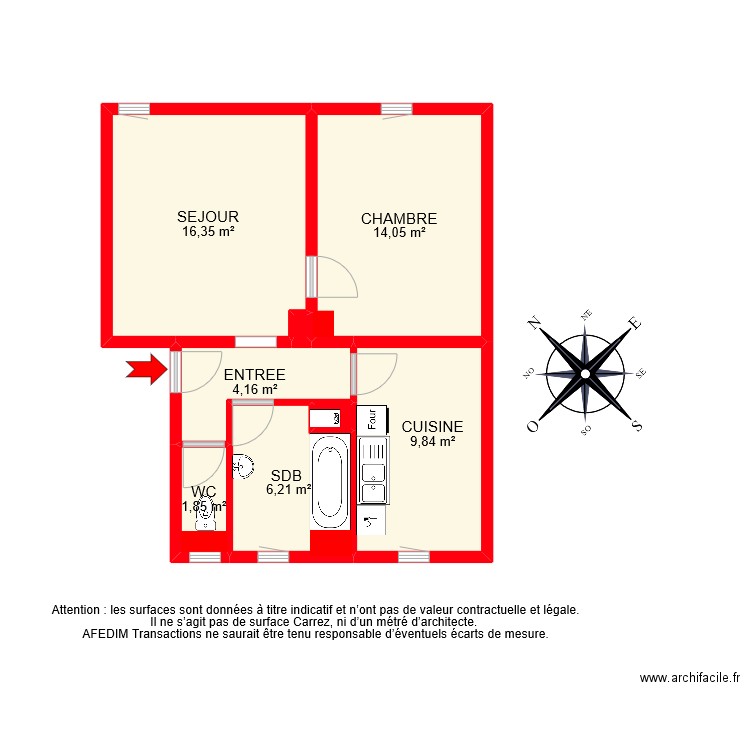 BI 9605 . Plan de 8 pièces et 53 m2