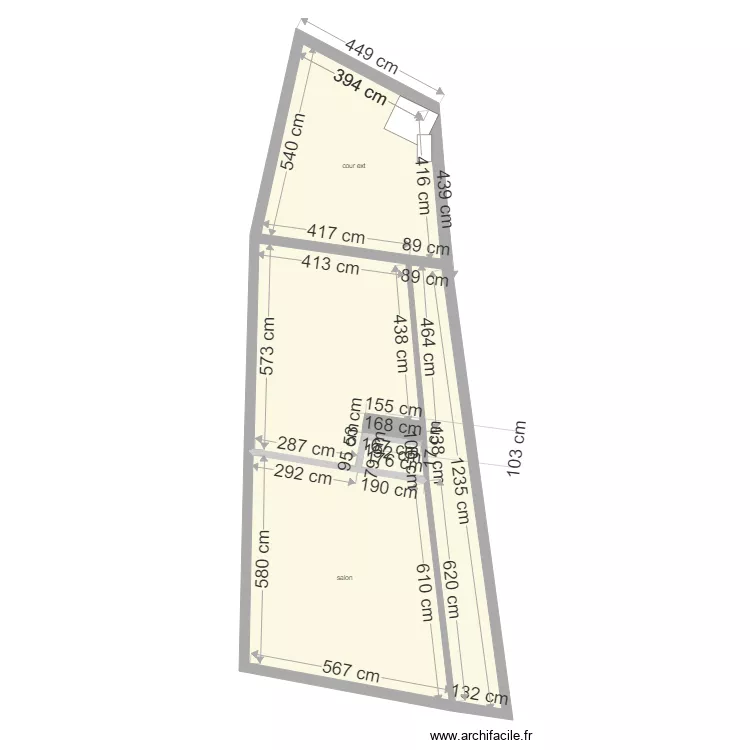 maison rdc couloir salon  cuisine et zone escalier  b1. Plan de 