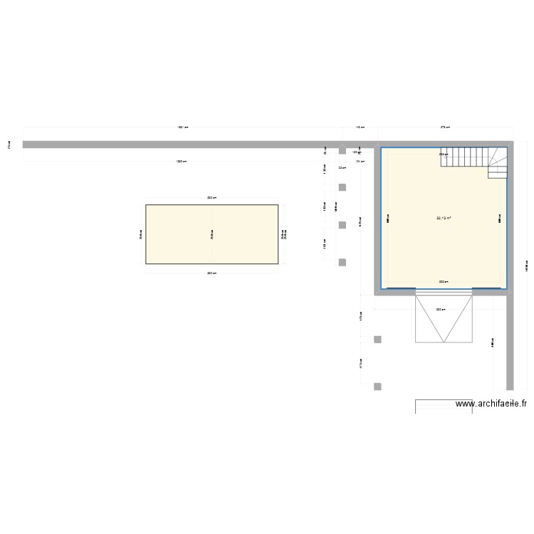 Plan Garage V2. Plan de 3 pièces et 68 m2