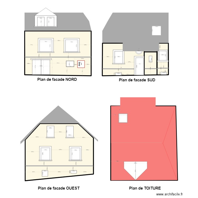 Plan de facade PAC. Plan de 8 pièces et 219 m2