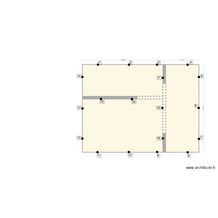 SAIDI Sous sol. Plan de 1 pièce et 48 m2