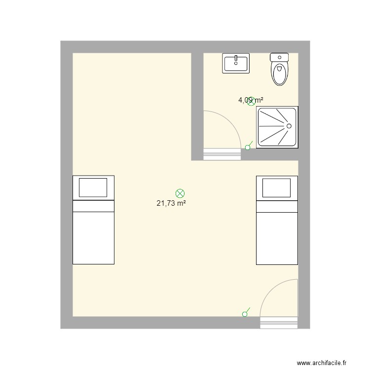 Jean marie. Plan de 2 pièces et 26 m2