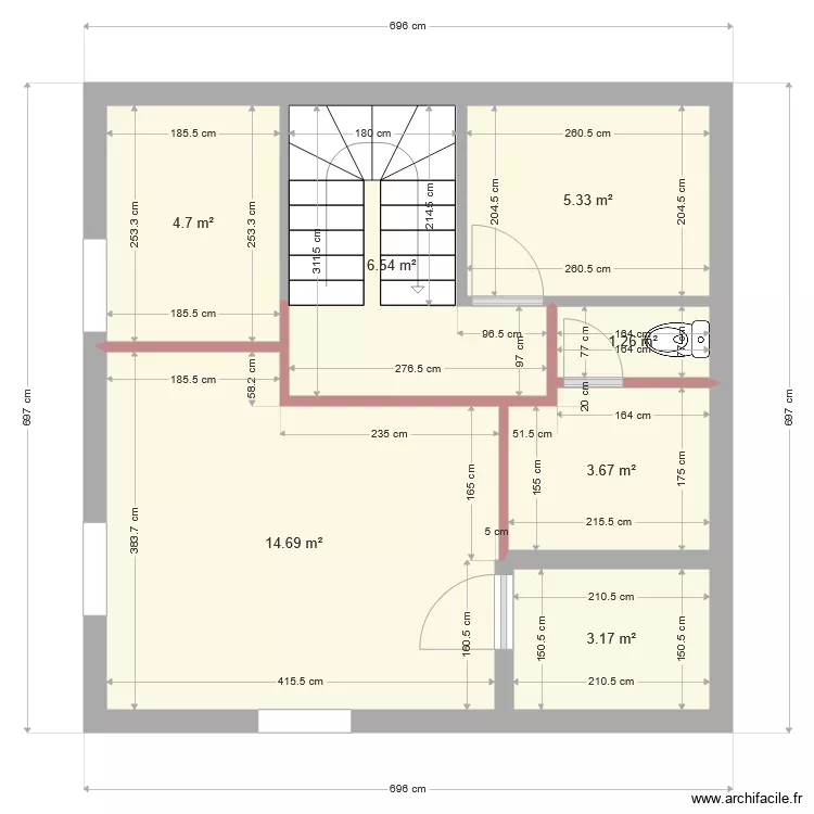 Maison cachan SS surfaces. Plan de 