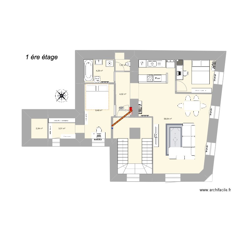 RAy 1ére étage. Plan de 0 pièce et 0 m2