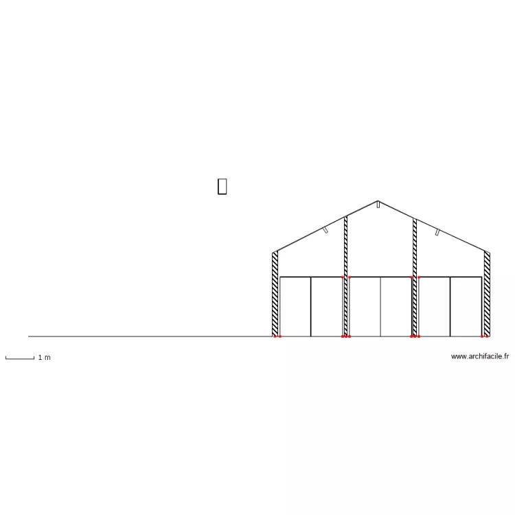 coupe bat-E-F. Plan de 