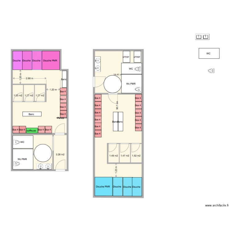 vestiaires 1. Plan de 0 pièce et 0 m2