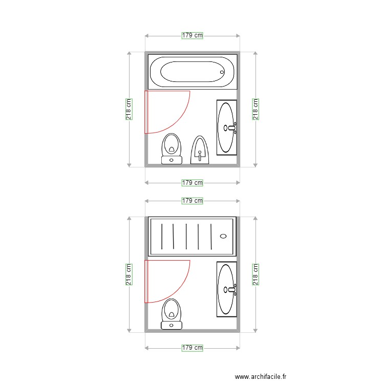 PLANO 99. Plan de 2 pièces et 7 m2