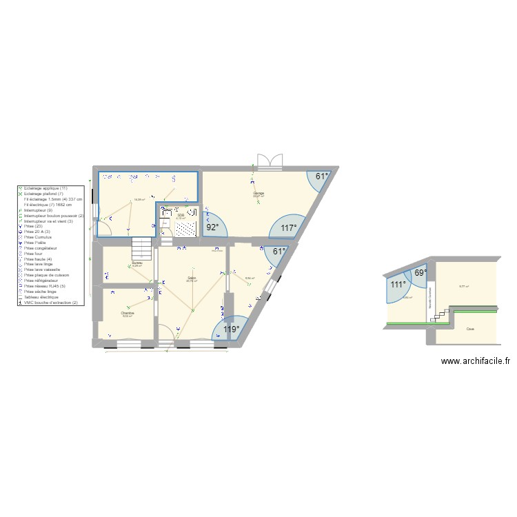 Boursay2 Electricité 2. Plan de 16 pièces et 150 m2