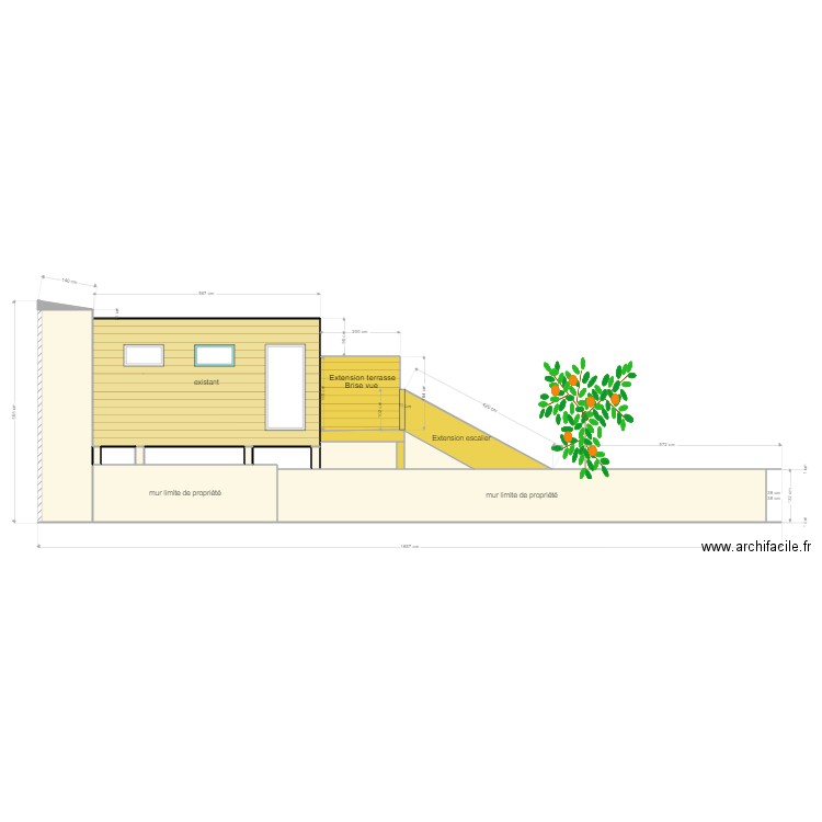 façade ouest extension urgent. Plan de 0 pièce et 0 m2