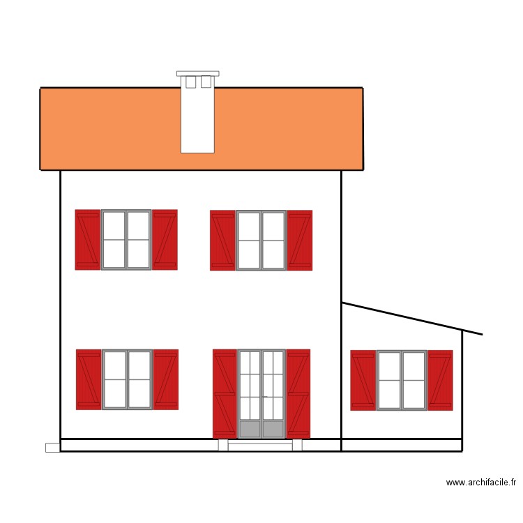 façade est. Plan de 0 pièce et 0 m2