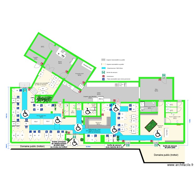 Plan accessibilté interieures. Plan de 0 pièce et 0 m2