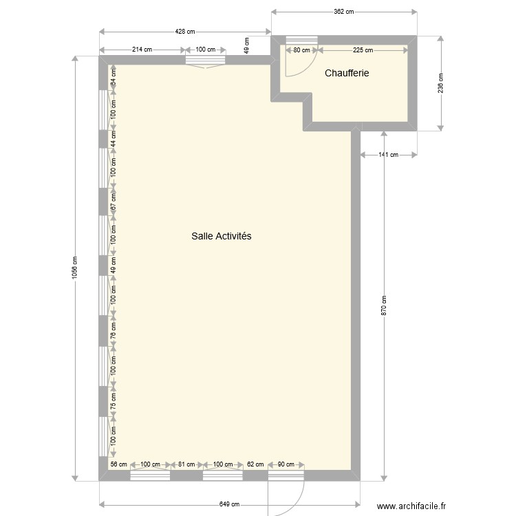 Annexe RDC. Plan de 2 pièces et 64 m2