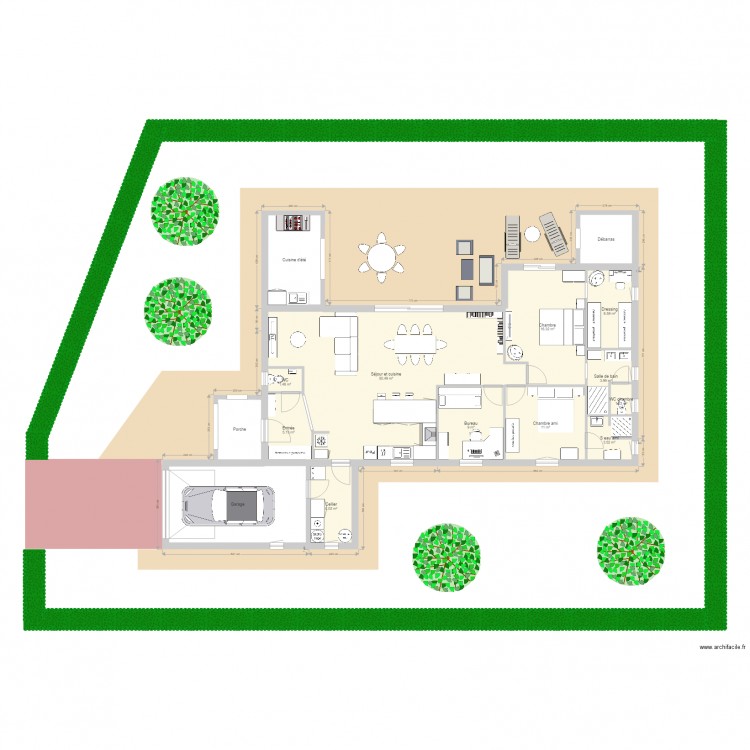 villa lot. Plan de 15 pièces et 154 m2