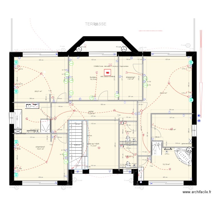 RAVE  etage . Plan de 34 pièces et 467 m2