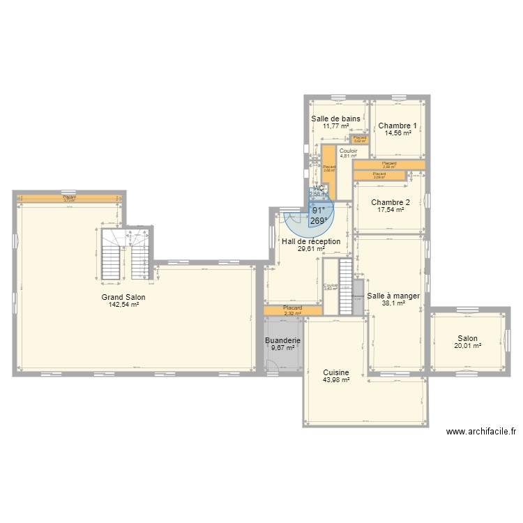 maillard. Plan de 65 pièces et 685 m2