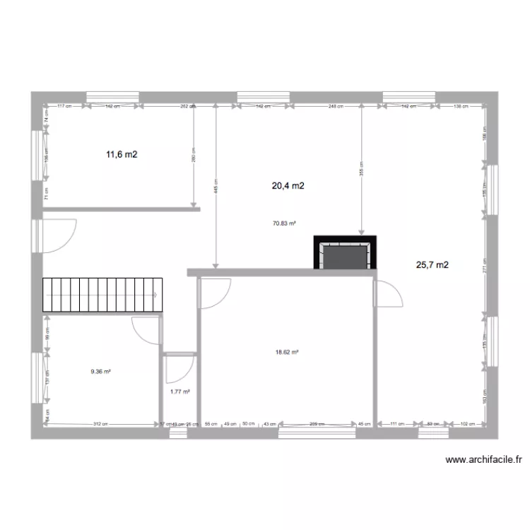 RDC avec cuisine. Plan de 