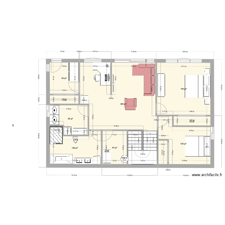 Rez de Jardins octobre 2023.1 - 40 x 25. Plan de 9 pièces et 96 m2