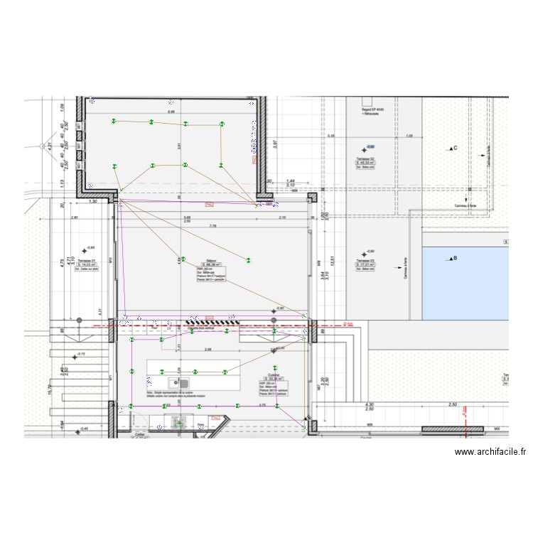 RDC CUIS SAL SAM. Plan de 0 pièce et 0 m2