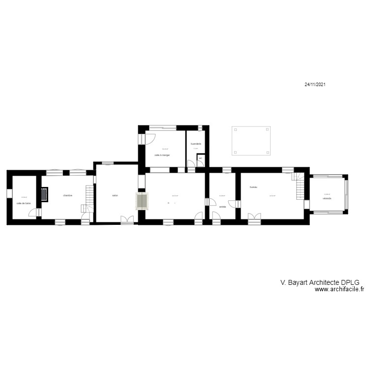 RDC Montgaudry. Plan de 7 pièces et 125 m2