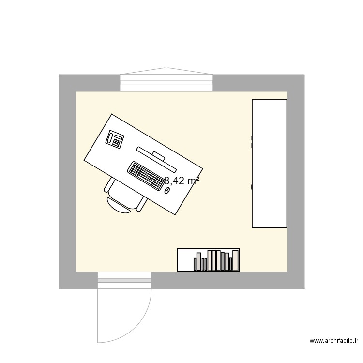 Bureau Catalpas. Plan de 1 pièce et 8 m2