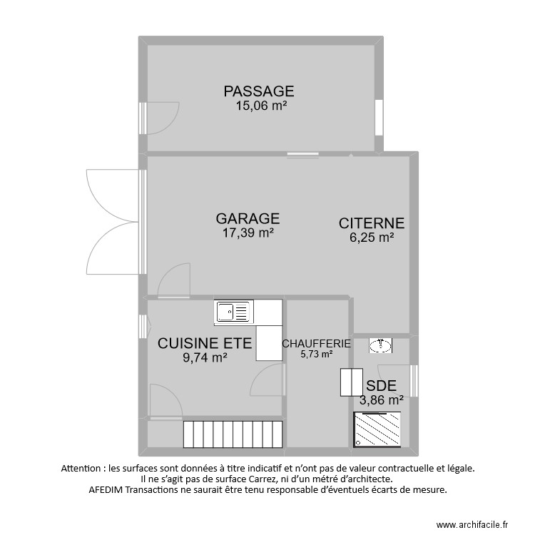 BI9996 SOUS SOL. Plan de 7 pièces et 60 m2