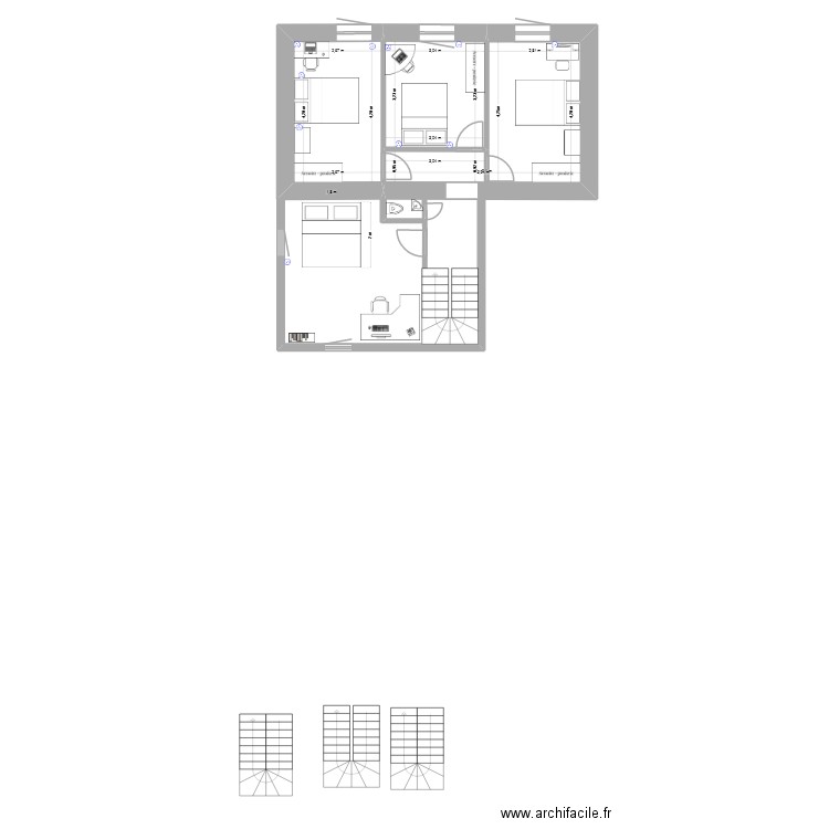 jc carré. Plan de 3 pièces et 36 m2