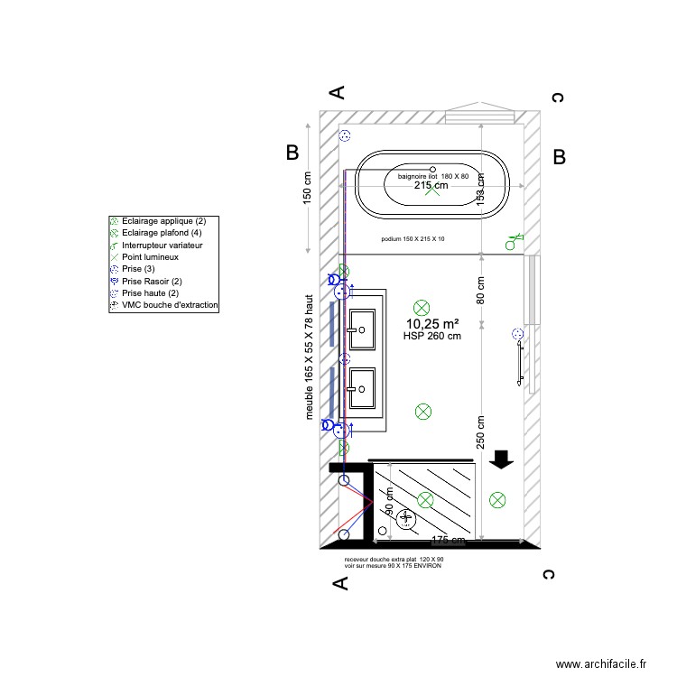 sdb finale aissa 2. Plan de 1 pièce et 10 m2