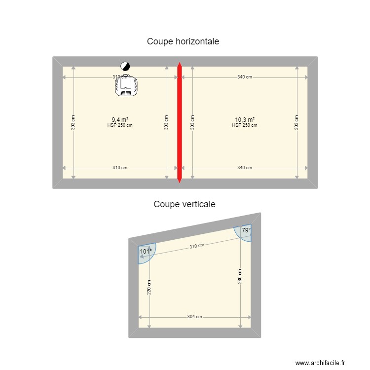 CAMBORIEUX - Chaufferie. Plan de 3 pièces et 27 m2