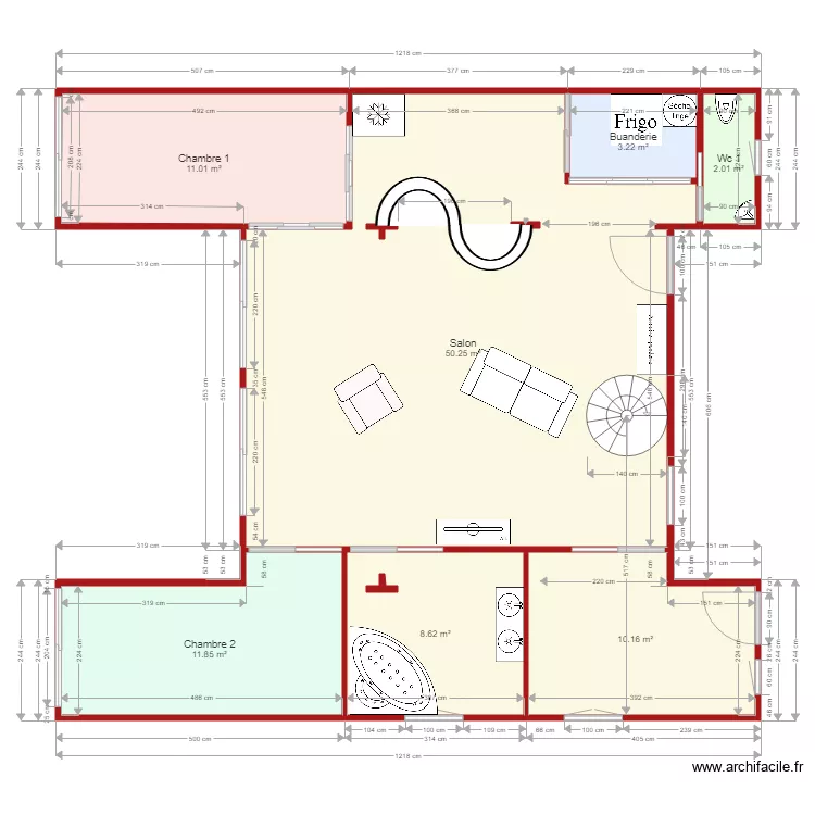 Maison Habitation ST CLAIR 3 D&eacute;finitif Meubl&eacute; 2. Plan de 